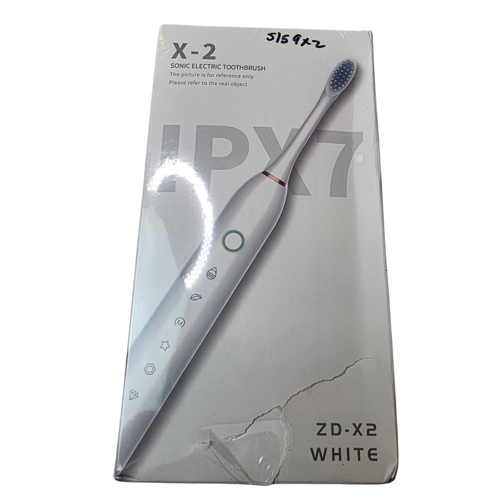 X-2 Sonic Electric Toothbrush IPX7 Waterproof Rechargeable White ZD-X2 New